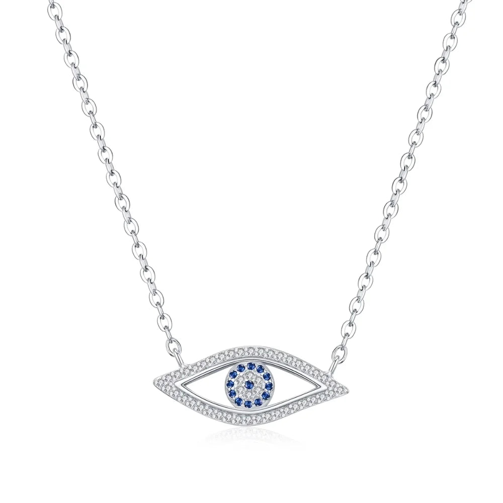Turkish Evil Eye Necklace in Sterling Silver with Zircon