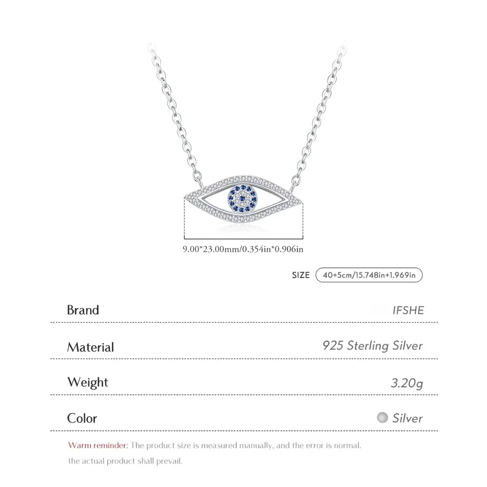 Turkish Evil Eye Necklace in Sterling Silver with Zircon