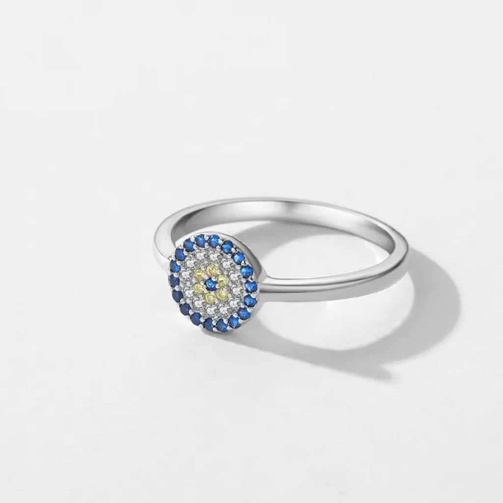 Turkish Evil Eye Ring in 925 Sterling Silver with Zircon – A Symbol of Protection