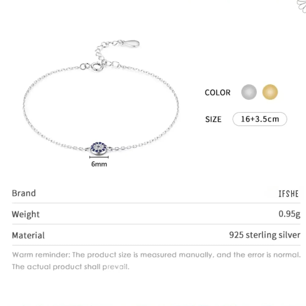Sterling Silver Evil Eye Bracelet - Turkish Eye Bracelet - Evil Eye Charm Bracelet - Lucky Turkish Charm