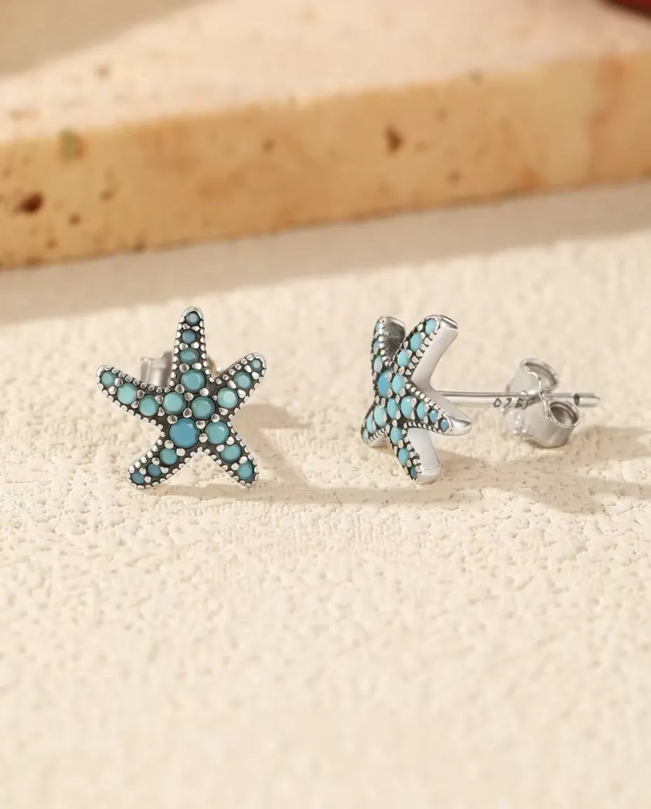 Turquoise Starfish Stud Earrings