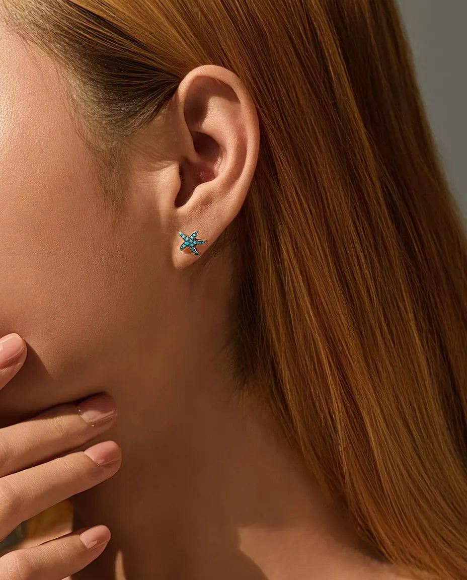 Turquoise Starfish Stud Earrings