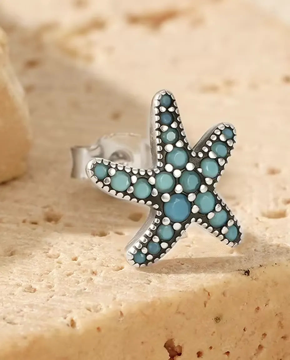 Turquoise Starfish Stud Earrings