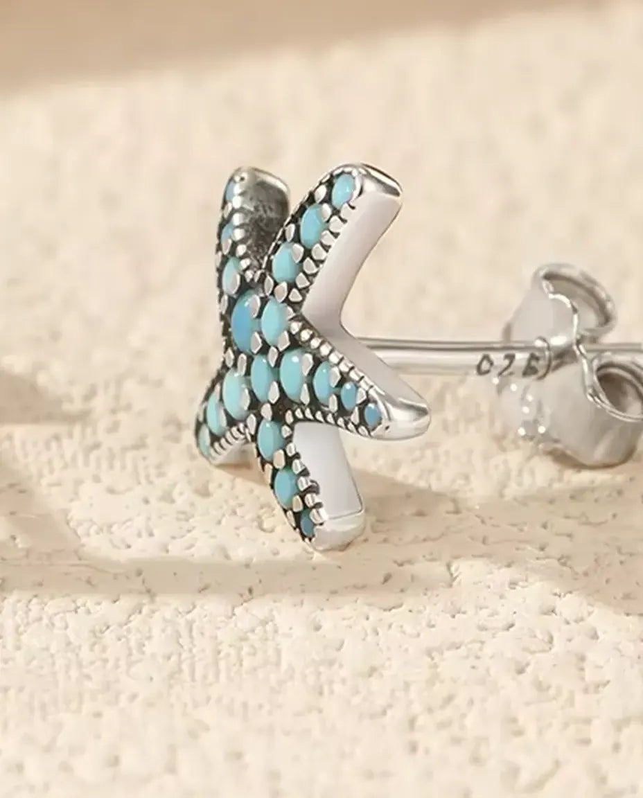 Turquoise Starfish Stud Earrings