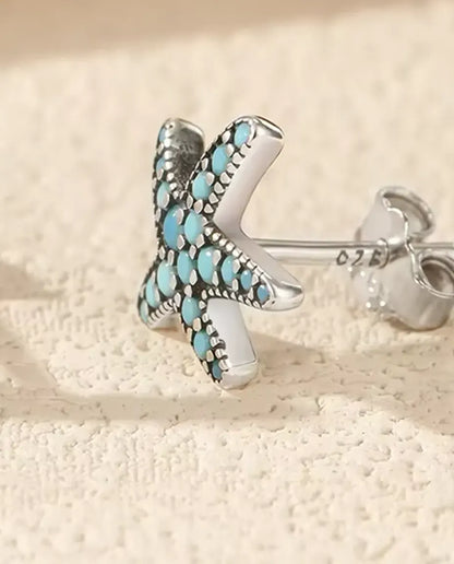 Turquoise Starfish Stud Earrings
