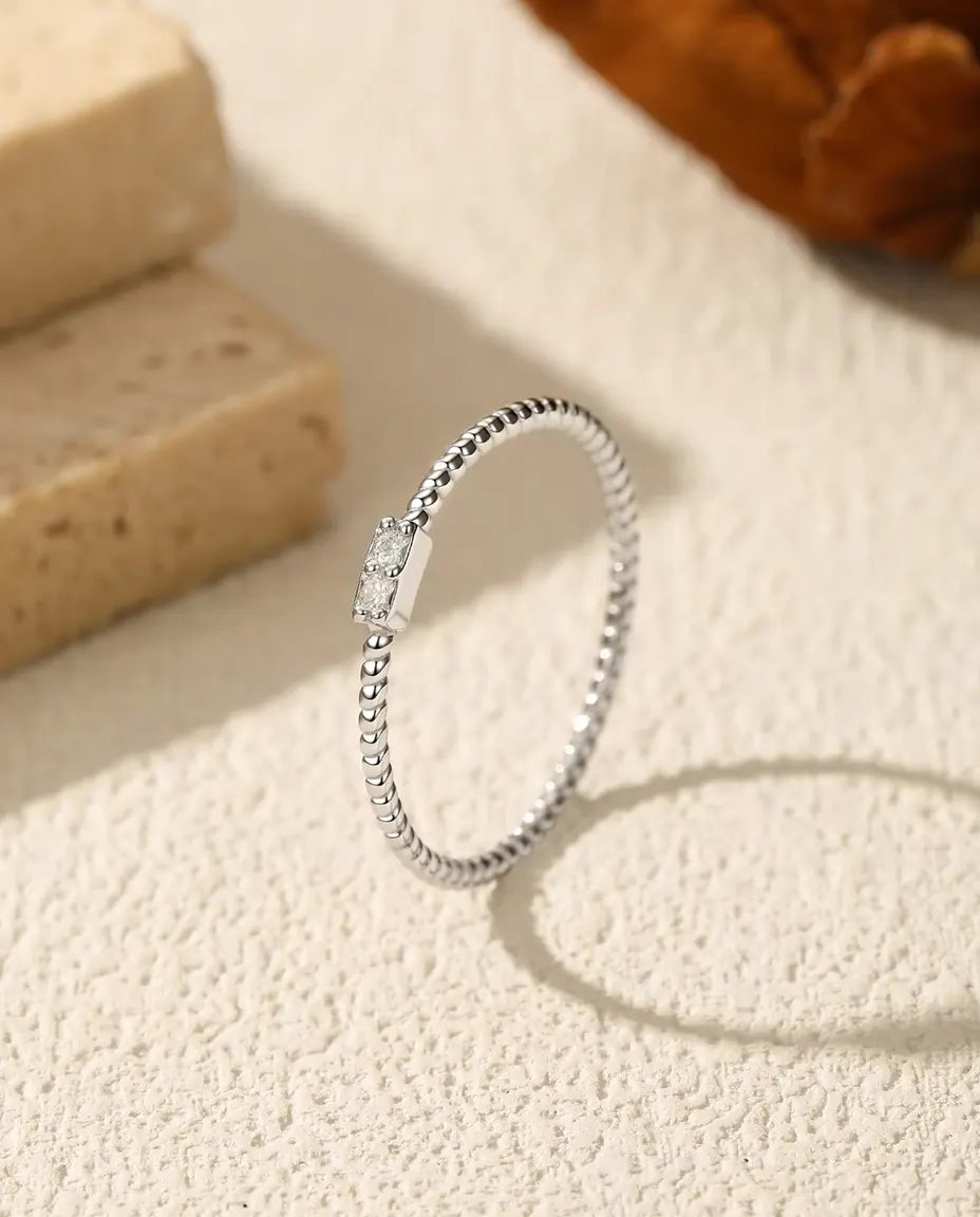 Twisted rope moissanite ring in 925 sterling silver