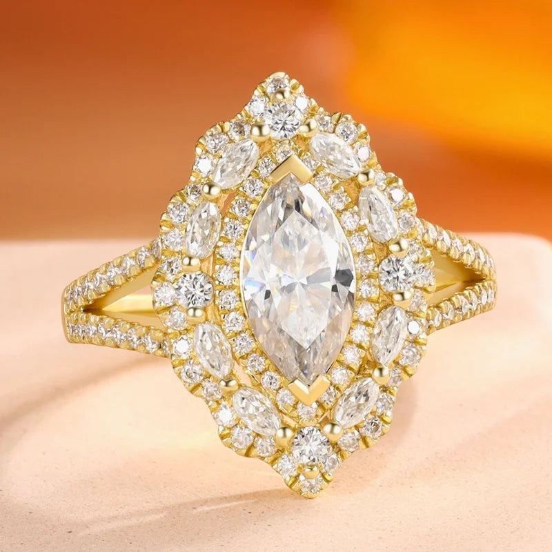 Vintage Marquise Cut Moissanite Engagement Ring