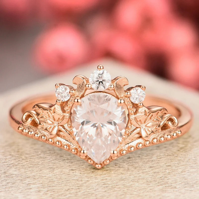 Vintage Moissanite Engagement Ring Pear Shaped