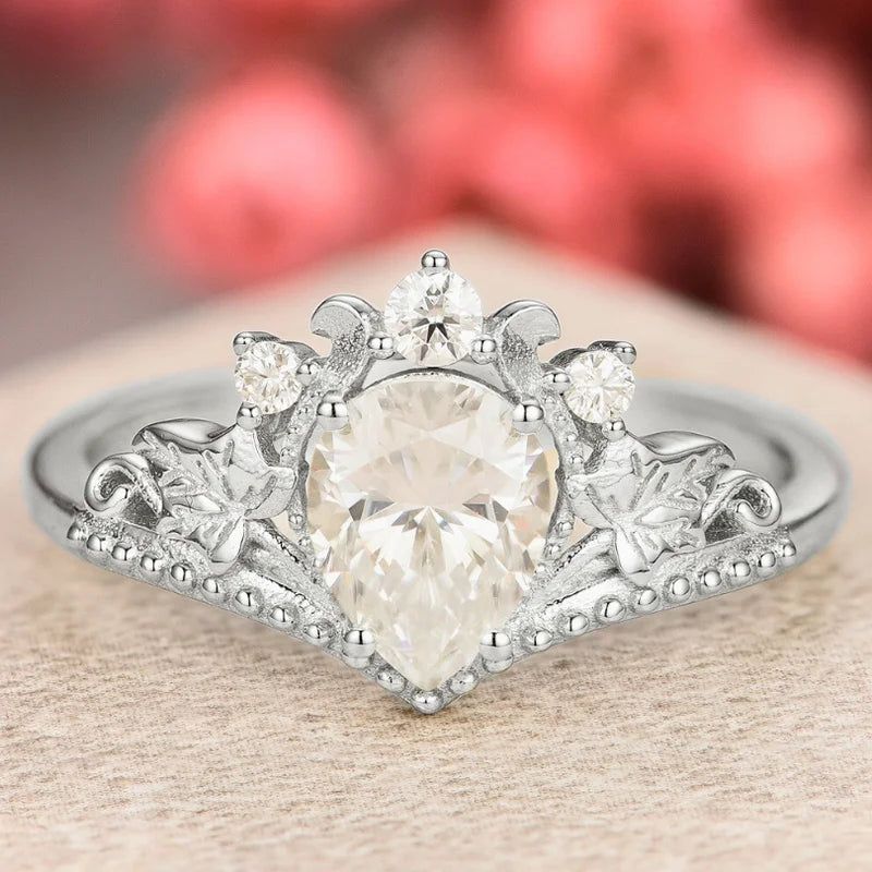 Vintage Moissanite Engagement Ring Pear Shaped