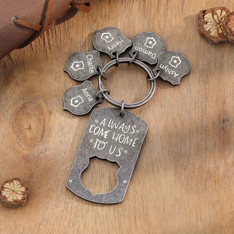 Personalised Keyring | Vintage Engraved Name Keyring | Up to 5 Names