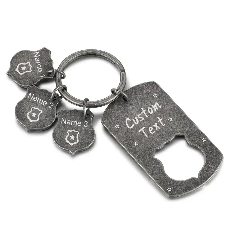 Personalised Keyring | Vintage Engraved Name Keyring | Up to 5 Names