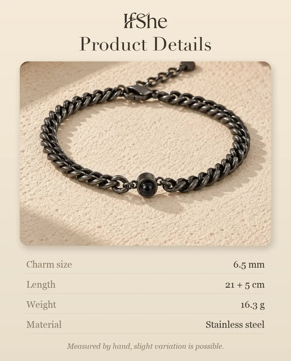 Men's Vintage Photo Projection Bracelet - size and material details
