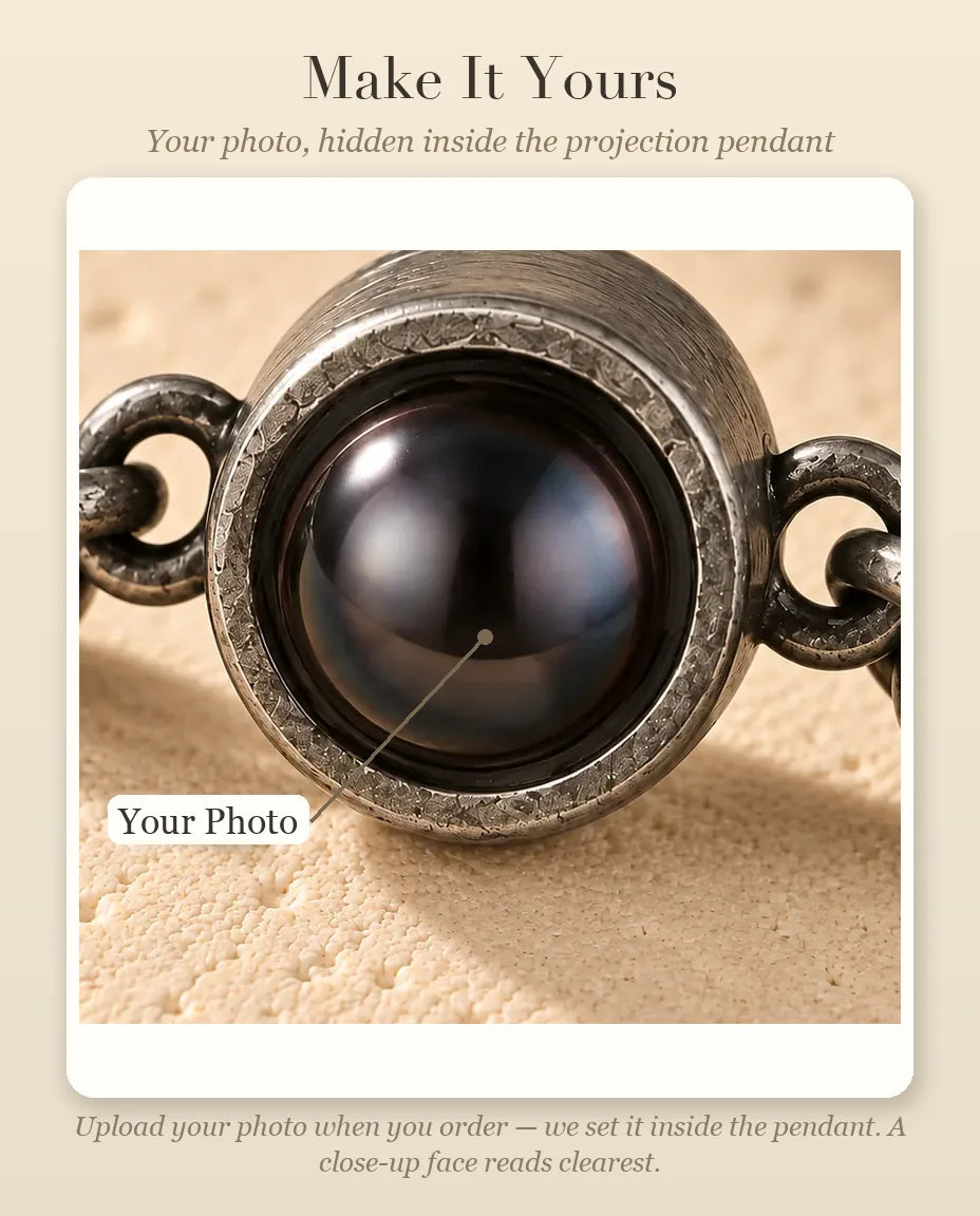 Men's Vintage Photo Projection Bracelet - personalisation guide: photo upload