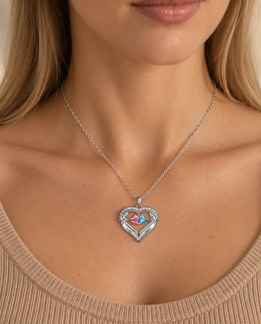 Personalised Birthstone Necklace for Mum - worn on a model