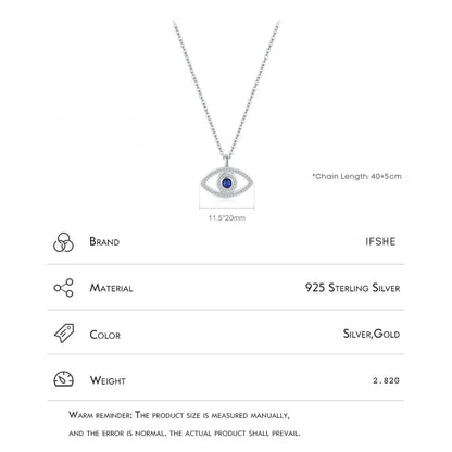 Sterling Silver Evil Eye Necklace - Women's Evil Eye Pendant Necklace