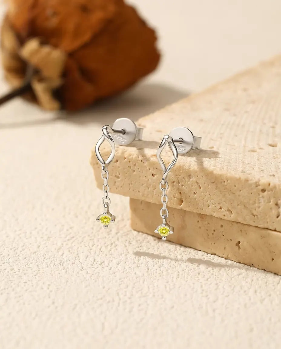 Yellow Moissanite Chain Drop Earrings