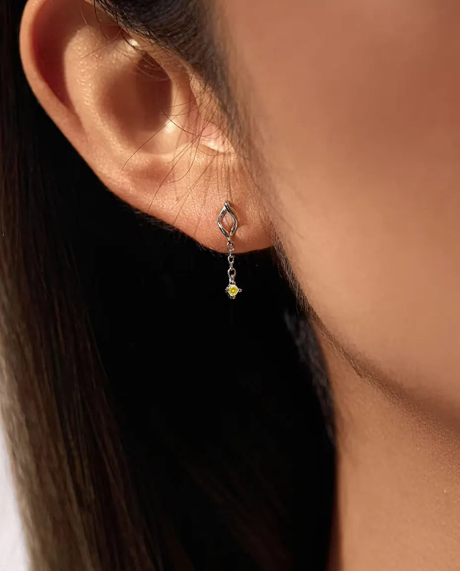Yellow Moissanite Chain Drop Earrings