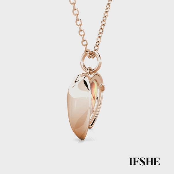 Personalised Photo Heart Locket Necklace with Picture Inside Rose Gold