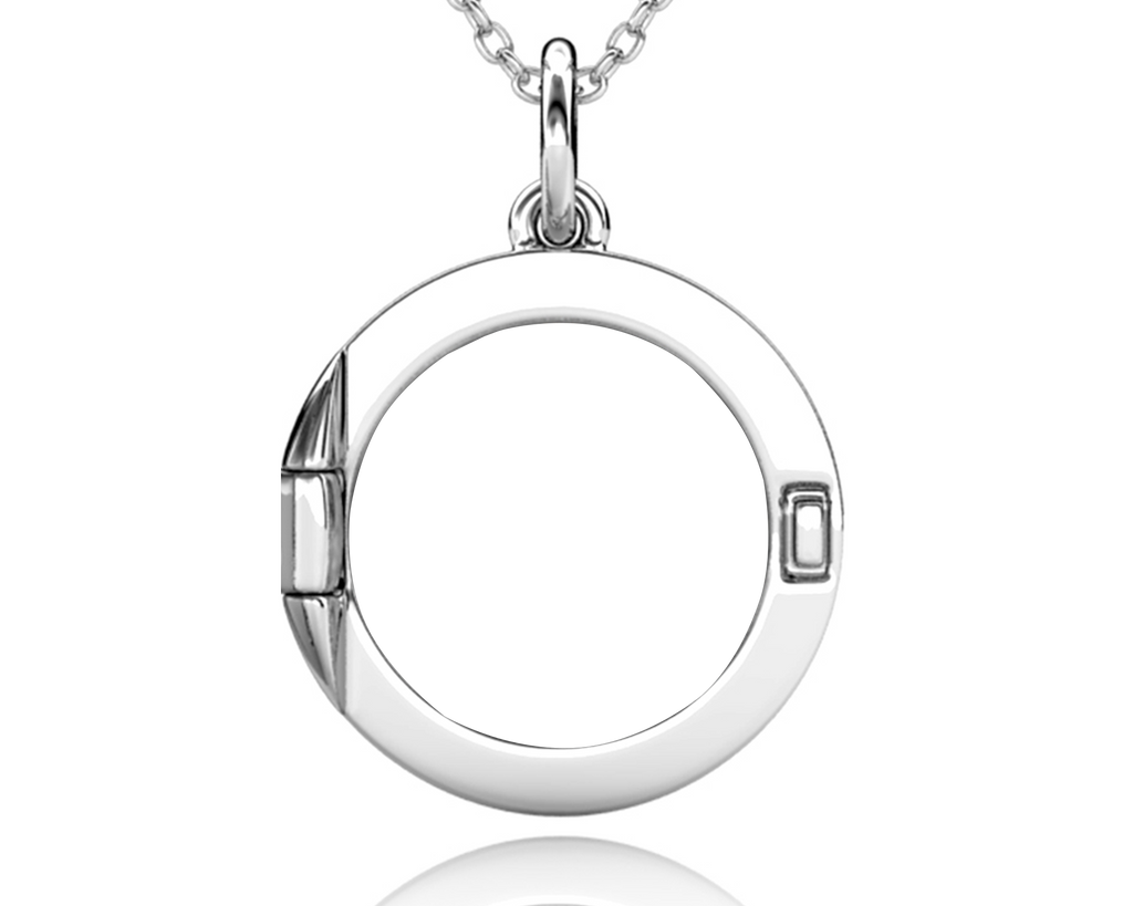 Personalised Photo Round Locket Necklace Sterling Silver with Birthstone