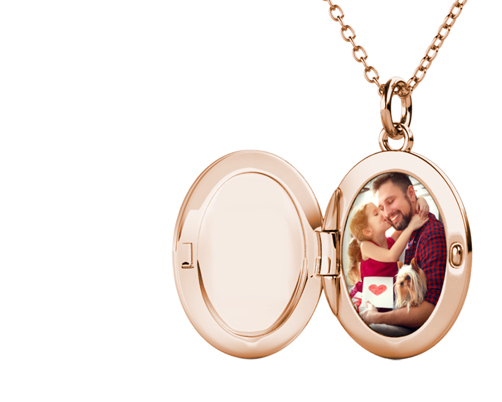 Personalised Photo Oval Locket Necklace with Picture Inside Rose Gold