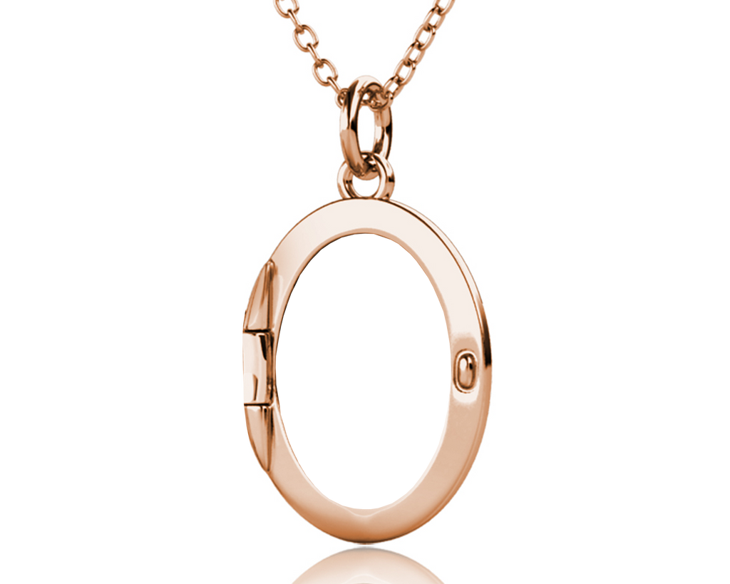 Personalised Photo Oval Locket Necklace with Picture Inside Rose Gold