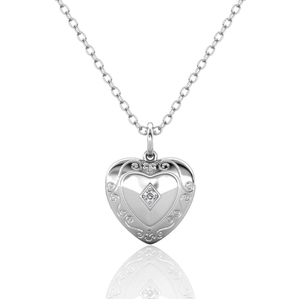 Personalised Photo Heart Locket Necklace with Birthstone Sterling Silver