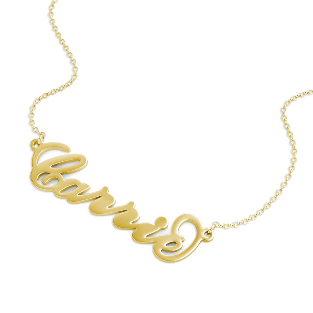 Personalised Carrie Style Name Necklace Sterling Silver Gold Plated