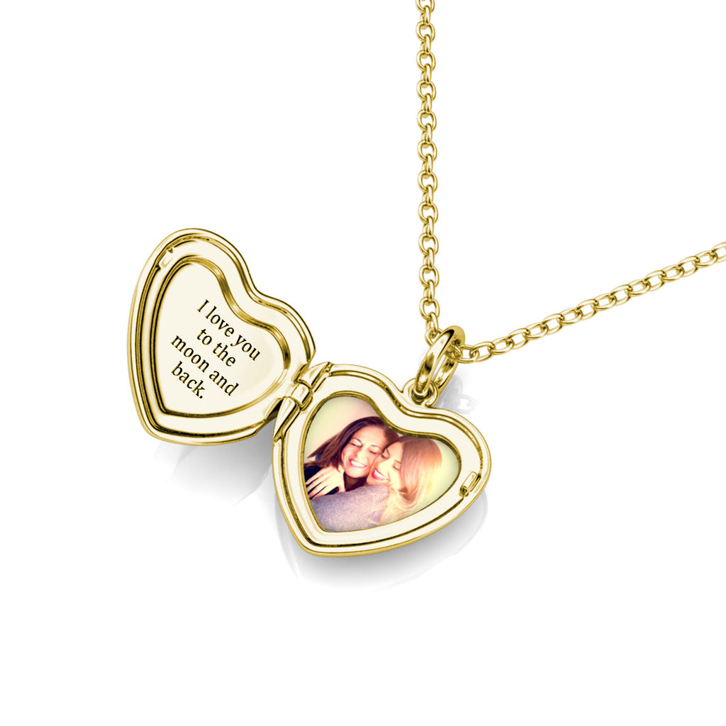 Personalised Photo Heart Locket Necklace with Picture Inside Gold