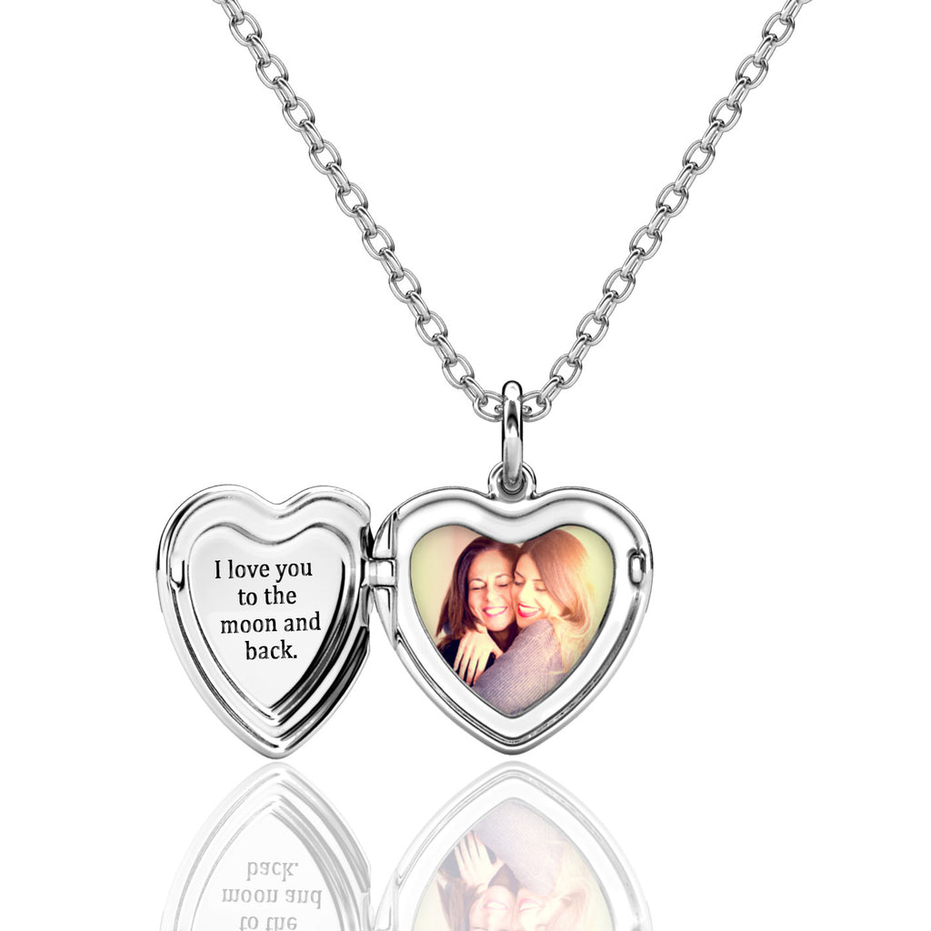 Personalised Photo Heart Locket Necklace with Picture Inside Sterling Silver