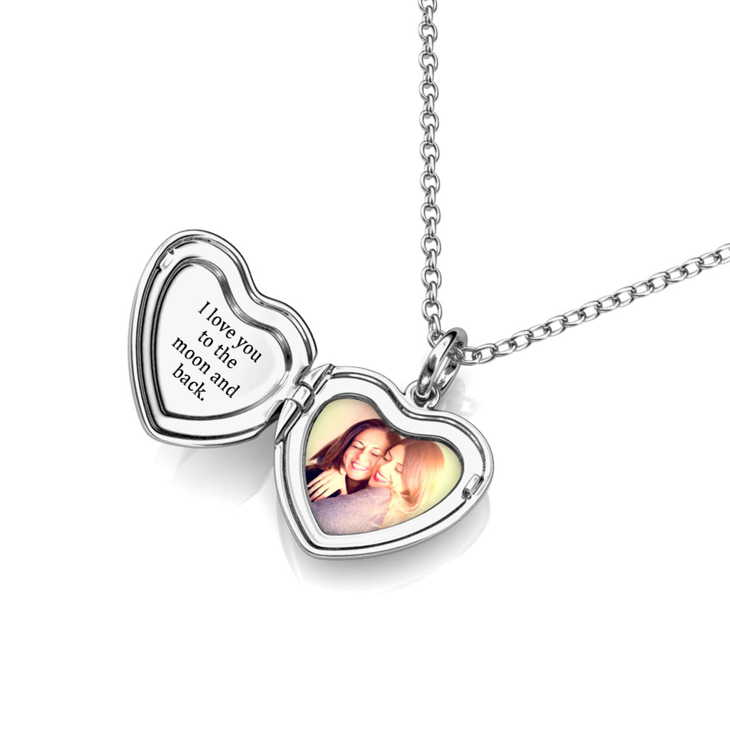 Personalised Photo Heart Locket Necklace with Picture Inside Sterling Silver