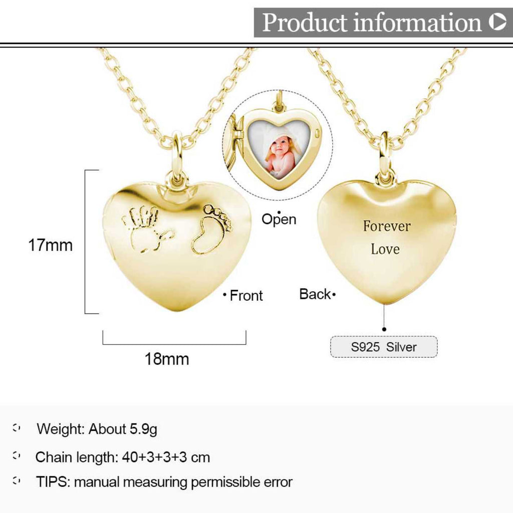 Personalised Photo Heart Locket Necklace with Picture Inside Gold