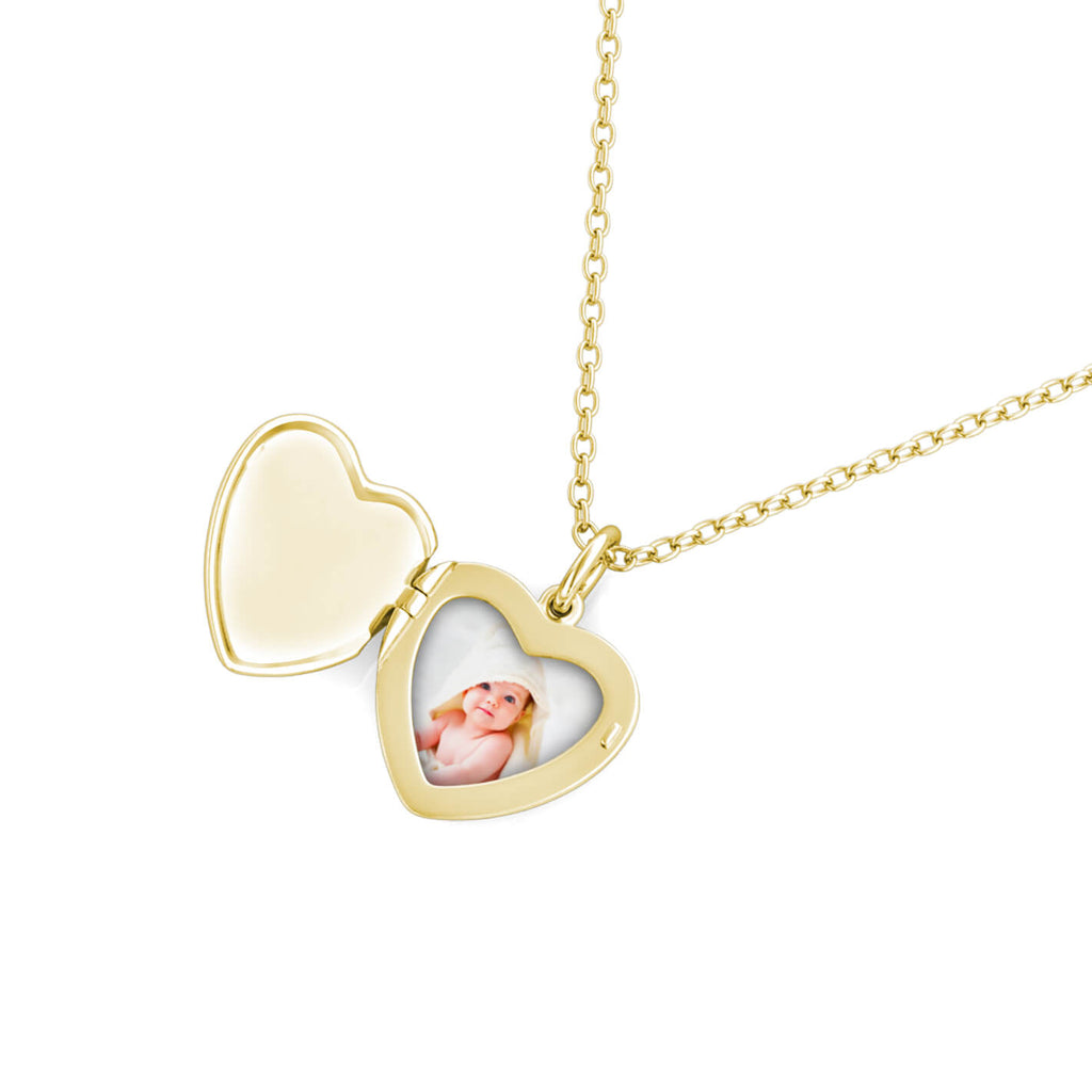 Personalised Photo Heart Locket Necklace with Picture Inside Gold