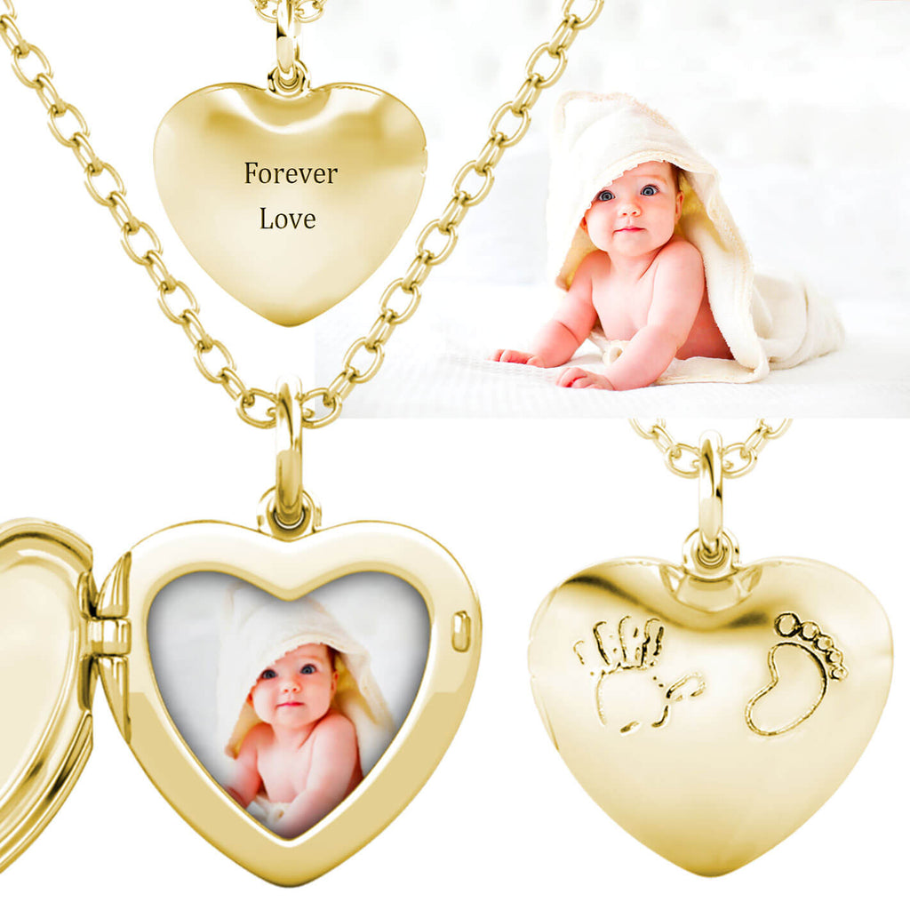 Personalised Photo Heart Locket Necklace with Picture Inside Gold