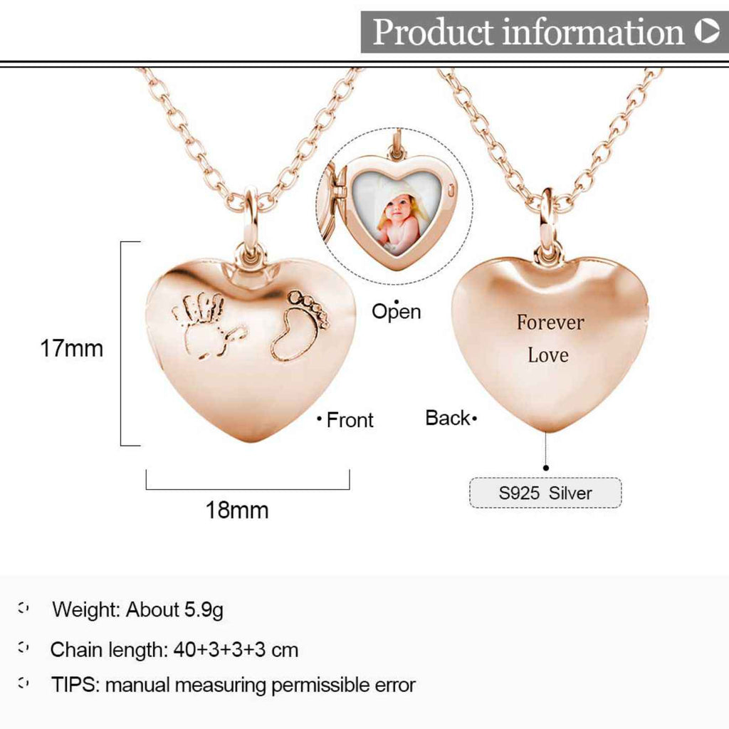 Personalised Photo Heart Locket Necklace with Picture Inside Rose Gold