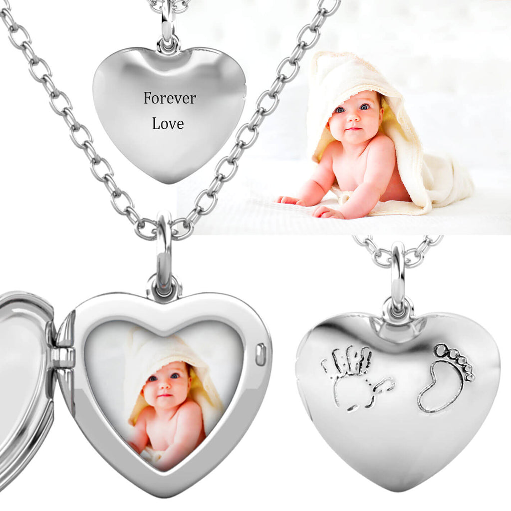 Personalised Photo Heart Locket Necklace with Picture Inside Sterling Silver