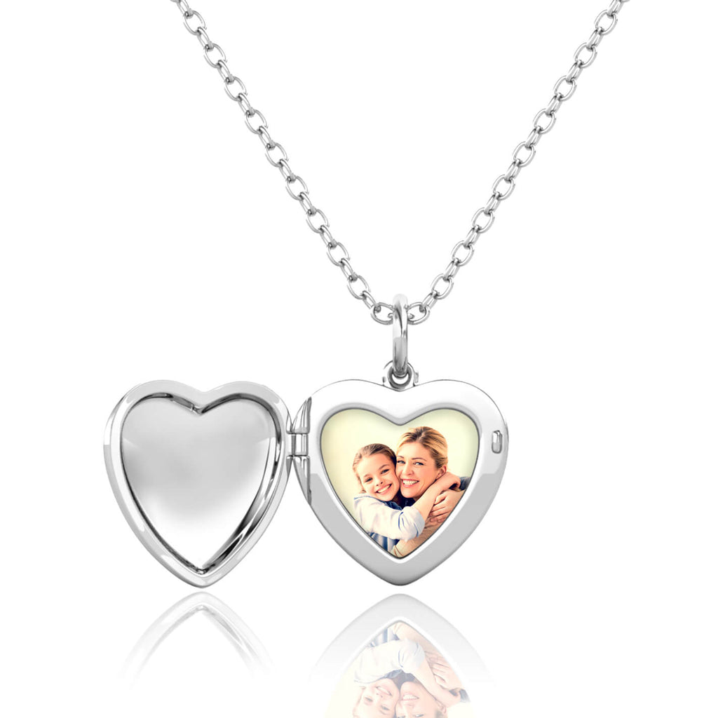 Personalised Photo Heart Locket Necklace with Picture Inside Sterling Silver