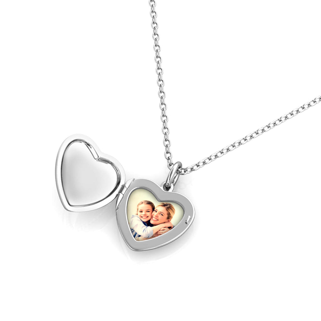 Personalised Photo Heart Locket Necklace with Picture Inside Sterling Silver