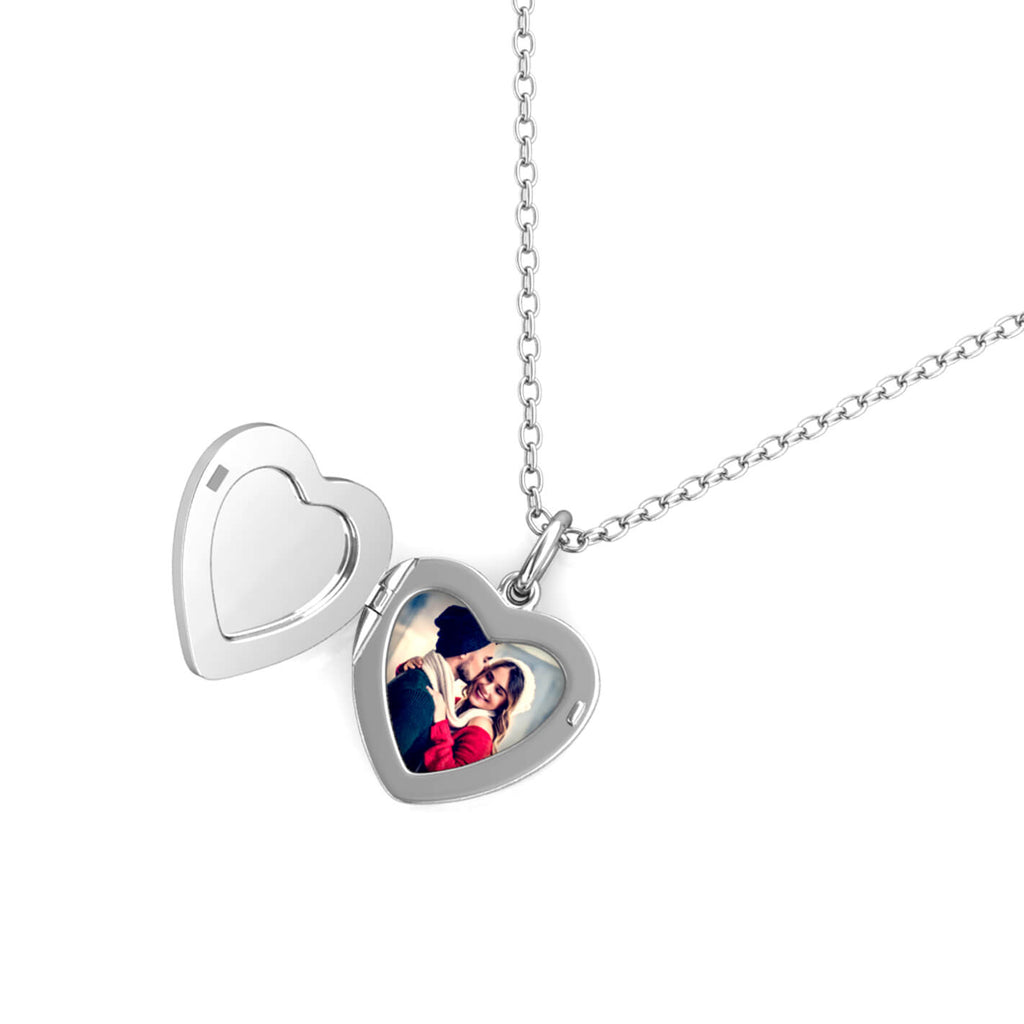 Personalised Photo Heart Locket Necklace with Picture Inside Sterling Silver