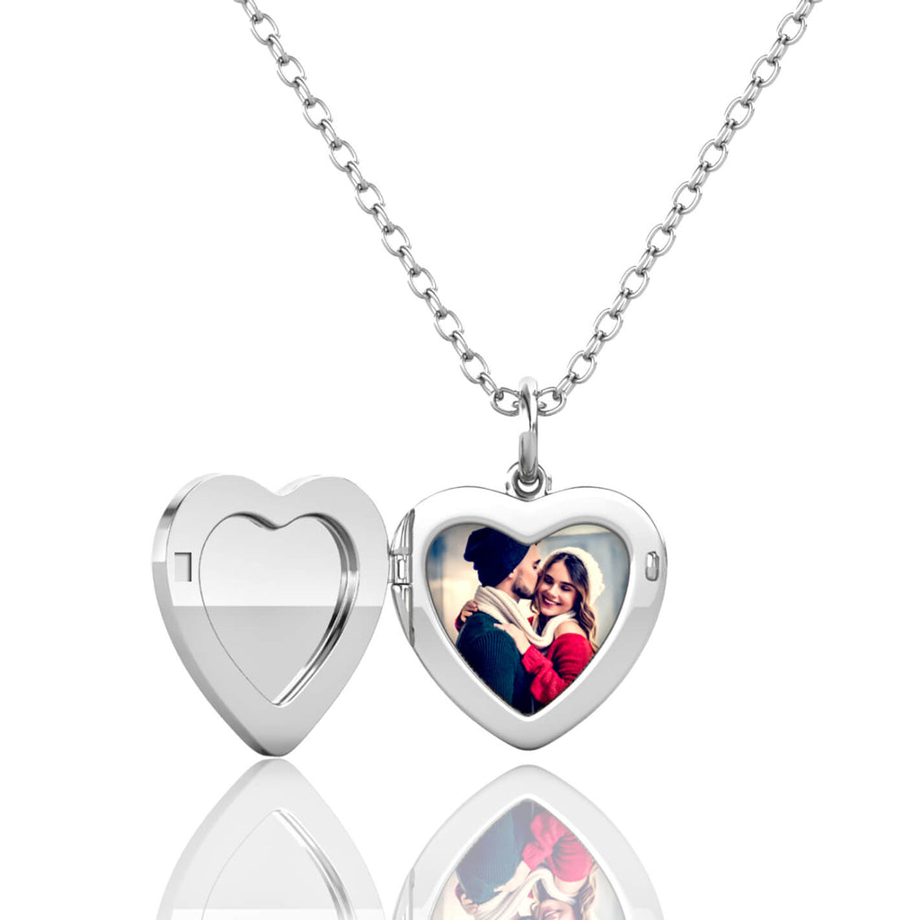 Personalised Photo Heart Locket Necklace with Picture Inside Sterling Silver