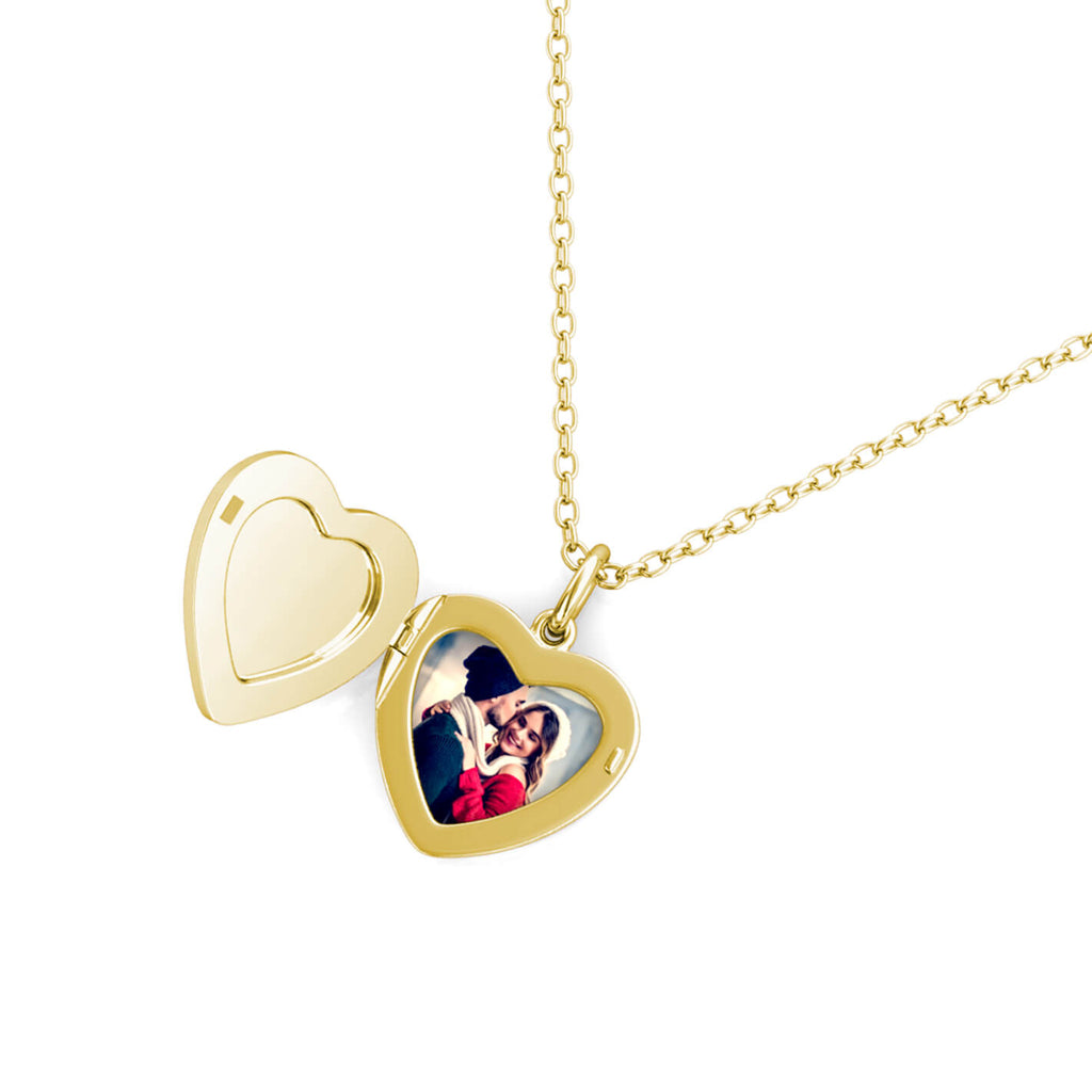 Personalised Photo Heart Locket Necklace with Picture Inside Gold