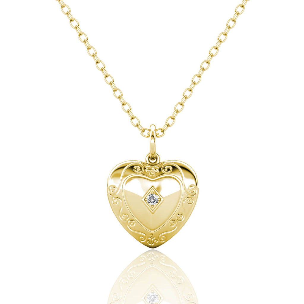 Personalised Photo Heart Locket Necklace with Birthstone Gold