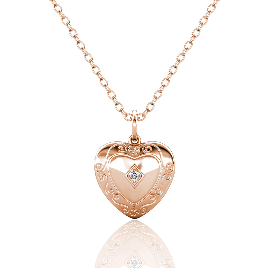 Personalised Photo Heart Locket Necklace with Birthstone Rose Gold