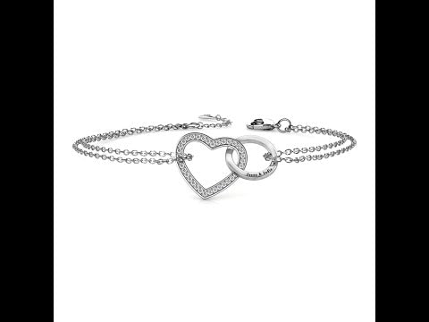 Personalised Engraved Interlocking Heart Bracelet Sterling Silver