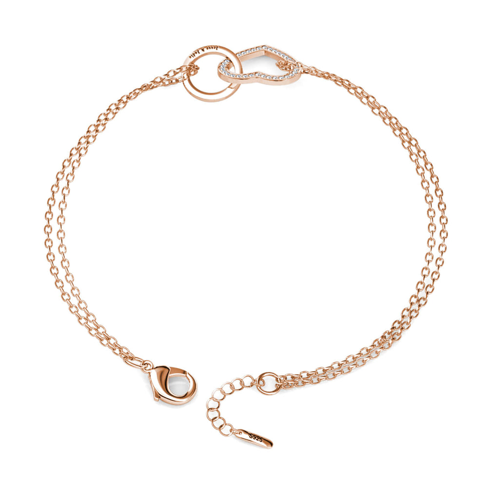 Personalised Engraved Interlocking Heart Bracelet Sterling Silver Rose Gold