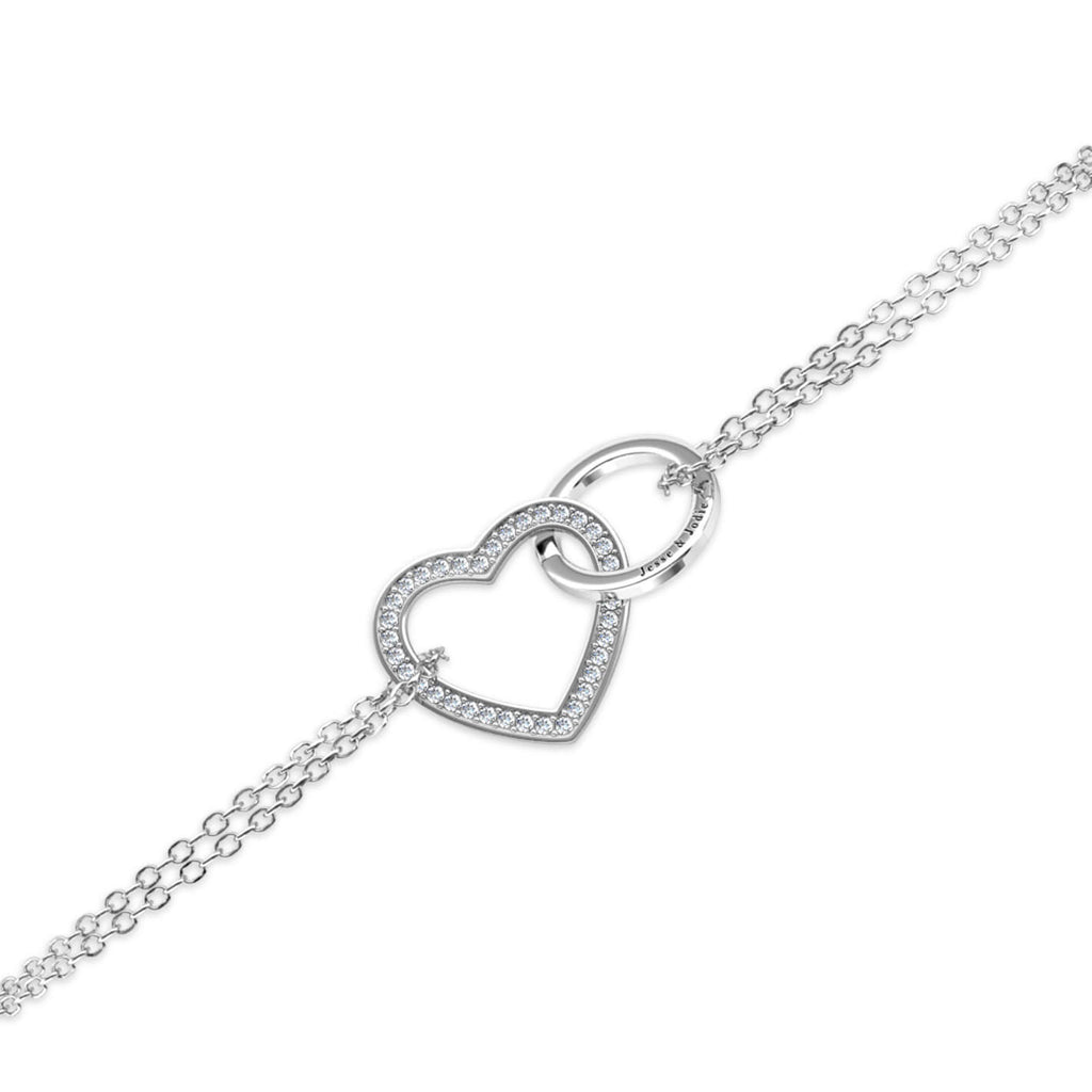 Personalised Engraved Interlocking Heart Bracelet Sterling Silver