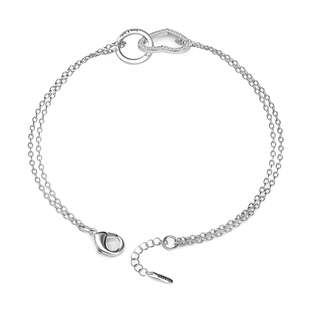 Personalised Engraved Interlocking Heart Bracelet Sterling Silver