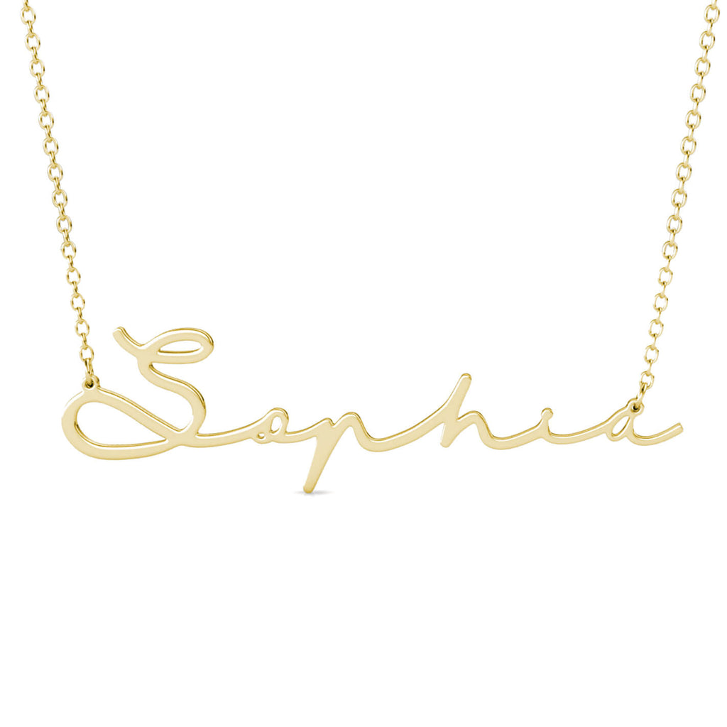 Personalised Cursive Name Necklace Sterling Silver Yellow Gold