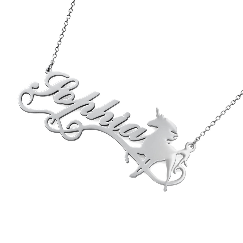 Personalised Unicorn Name Necklace Sterling Silver