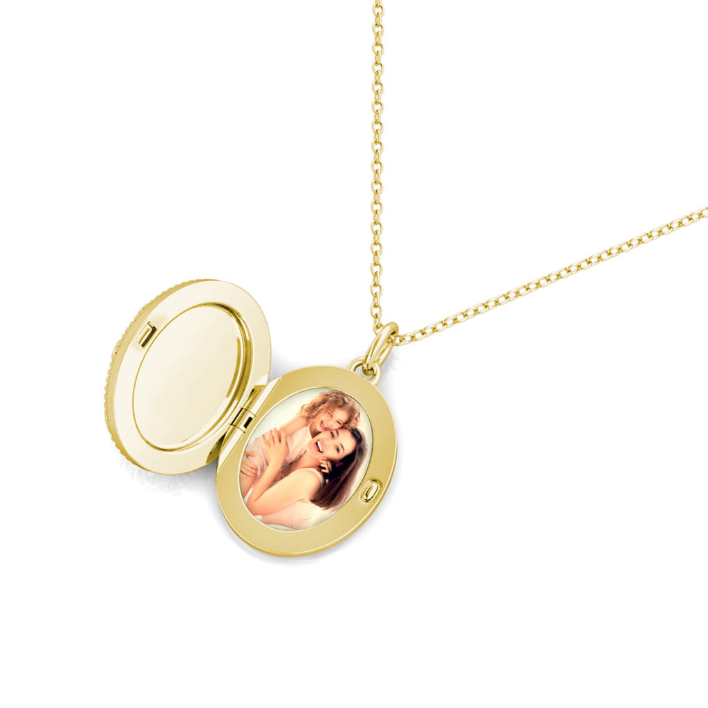 Personalised Photo Oval Locket Necklace with Picture Inside Gold