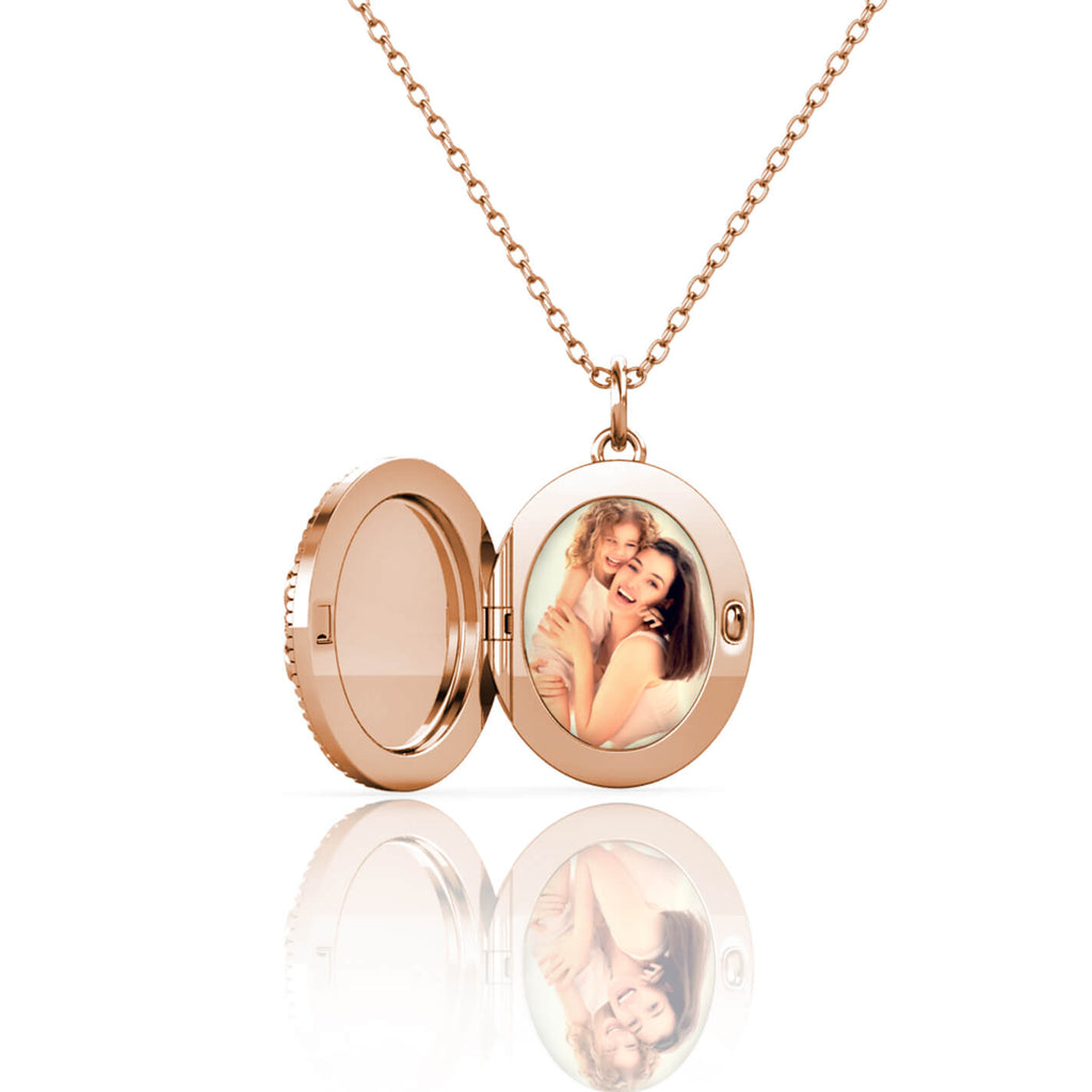 Personalised Photo Oval Locket Necklace with Picture Inside Rose Gold